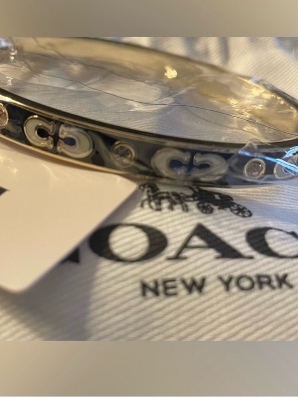 Coach Black and Gold Logo Bangle